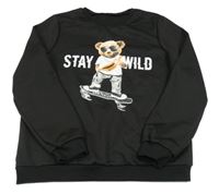 Čierna športová mikina s medvěďom Shein