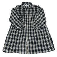 Černo-bílé kostkované flanelové šaty Zara