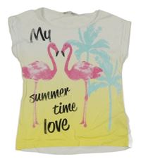 Bielo-žlté tričko s plameňáky Charles Vögele