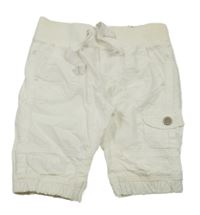 Bílé plátěné capri kalhoty s kapsou H&M