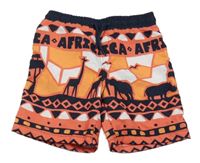 Farebné ľahké šušťákové kraťasy s africkým motívom little kids