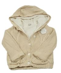 Hnedo-biely zateplený prepínaci sveter s kvietkom Tu