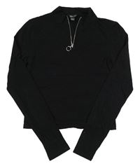 Černé crop triko se stojáčkem New Look