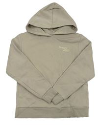 Béžovošedá mikina s nápisom a kapucňou H&M
