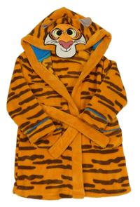 Oranžovo-hnedý vzorovaný chlpatý župan s kapucí - tiger zn. Disney