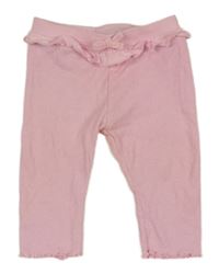 Svetloružové rebrované legíny s volánikom