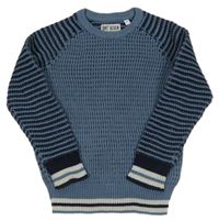 Modro-tmavomodrý vzorovaný svetr 