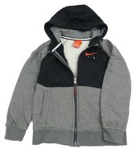 Šedo-černá propínací mikina s logem a kapucí Nike 