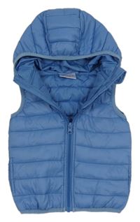 Modrá šusťáková prošívaná lehká zateplená vesta s kapucí Impidimpi