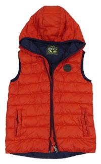 Červená šušťáková prešívaná zateplená vesta s kapucňou Next