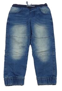 Modré teplákové cuff rifle s úpletovým pasem 