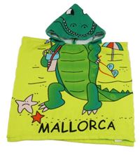 Žlté osuškové pončo s krokodílom a kapucňou