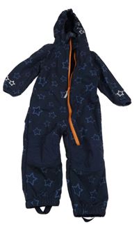 Tmavomodrá softshellová zateplená kombinéza s hviezdami a kapucňou Topomini