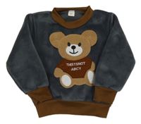 Tmavosivá plyšová mikina s medvedíkom