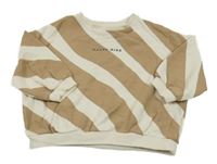 Hnedo-béžová pruhovaná oversize mikina s nápisom Zara