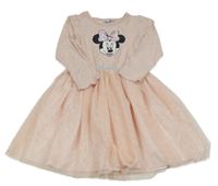 Světlerůžové bavlněno/tylové šaty s Minnie Disney