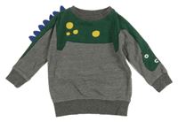 Tmavosivá mikina s dinosaurom Next