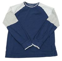 Tmavomodro-bílo-šedé pyžamové triko Next