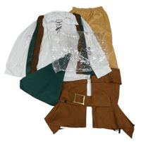 Nové - Kostým - 4set - Bílá košile s vestou + kalhoty + pásek + klobouk 