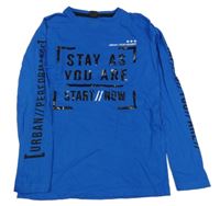 Modré triko s nápisem Y.F.K.