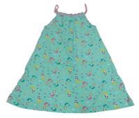 Modrozelené bavlnené šaty s mořskými pannami Lupilu