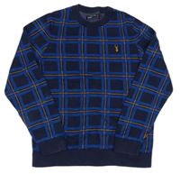 Tmavmodro-modro-béžový kockovaný sveter Next