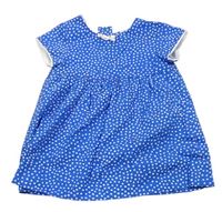 Modré bodkované plátenné šaty Zara