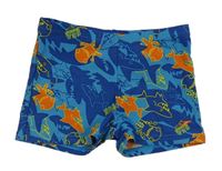 Modro-oranžové nohavičkové plavky so žralokmi Speedo