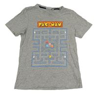 Šedé melírované tričko Pac-man