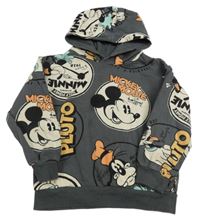 Sivá oversize mikina s Mickeym a kapucňou H&M
