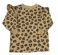 Béžovo-šedo-hnědá vzorovaná mikina s volánky H&M