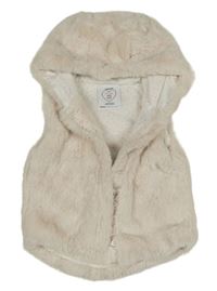 Béžová kožušinová podšitá vesta s kapucňou Primark