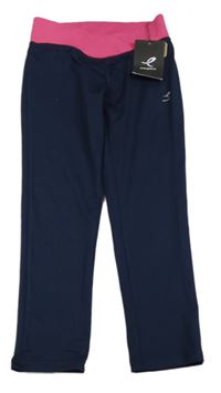 Nové - Tmavomodro-ružové capri športové legíny Intersport