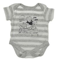 Sivo-biele pruhované body s medvídkem Pú George
