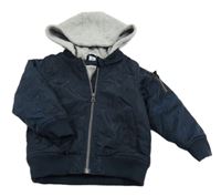 Tmavomodrý šusťákový zateplený bomber s kapucí Dopodopo