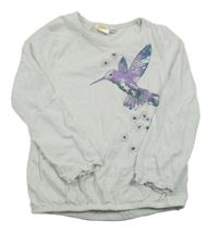 Bílé triko s ptáčkem Kids