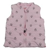 Svetloružová bavlnená zateplená vesta s lebkami Castro