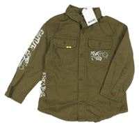 Nové - Hnedá rifľová košeľa s nápismi Next