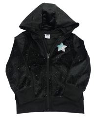 Černá třpytivá sametová propínací mikina s kapucí Kiki&Koko