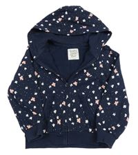 Tmavomodrá propínací mikina s motýly s kapucí C&A