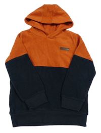 Tmavomodro-oranžová fleecová mikina s kapucí 