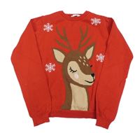 Červený sveter so sobom Primark