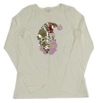 Biele tričko so Santou z překlápěcích flitrů