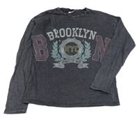 Tmavosivé batikované tričko s potlačou S. Oliver