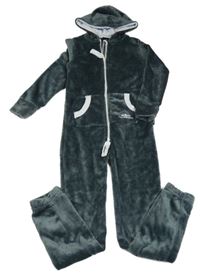 Šedá chlupatá kombinéza s kapucí Lil´Finch