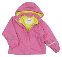 Růžová nepromokavá jarní bunda se sovou a odepínací kapucí