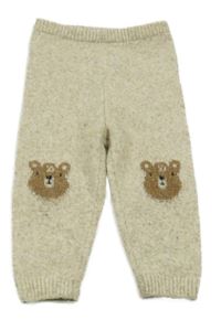 Béžové melírované pletené nohavice s medvedíkmi F&F