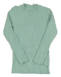 Svetlozelený rebrovaný trblietavý sveter Tu