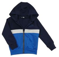 Tmavomodro-modro-biela prepínaci športová mikina s nápisom a kapucňou Pep&Co