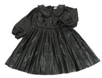 Černé koženkové plisované šaty s límečkem Ted Baker 